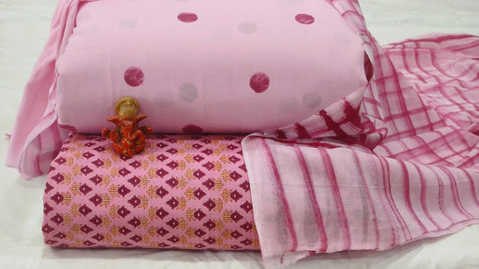 Pure cotton top and bottom set with Cotton Dupatta (2.50 mtr top, 2.50 mtr bottom , 2.50 mtr Dupatta)