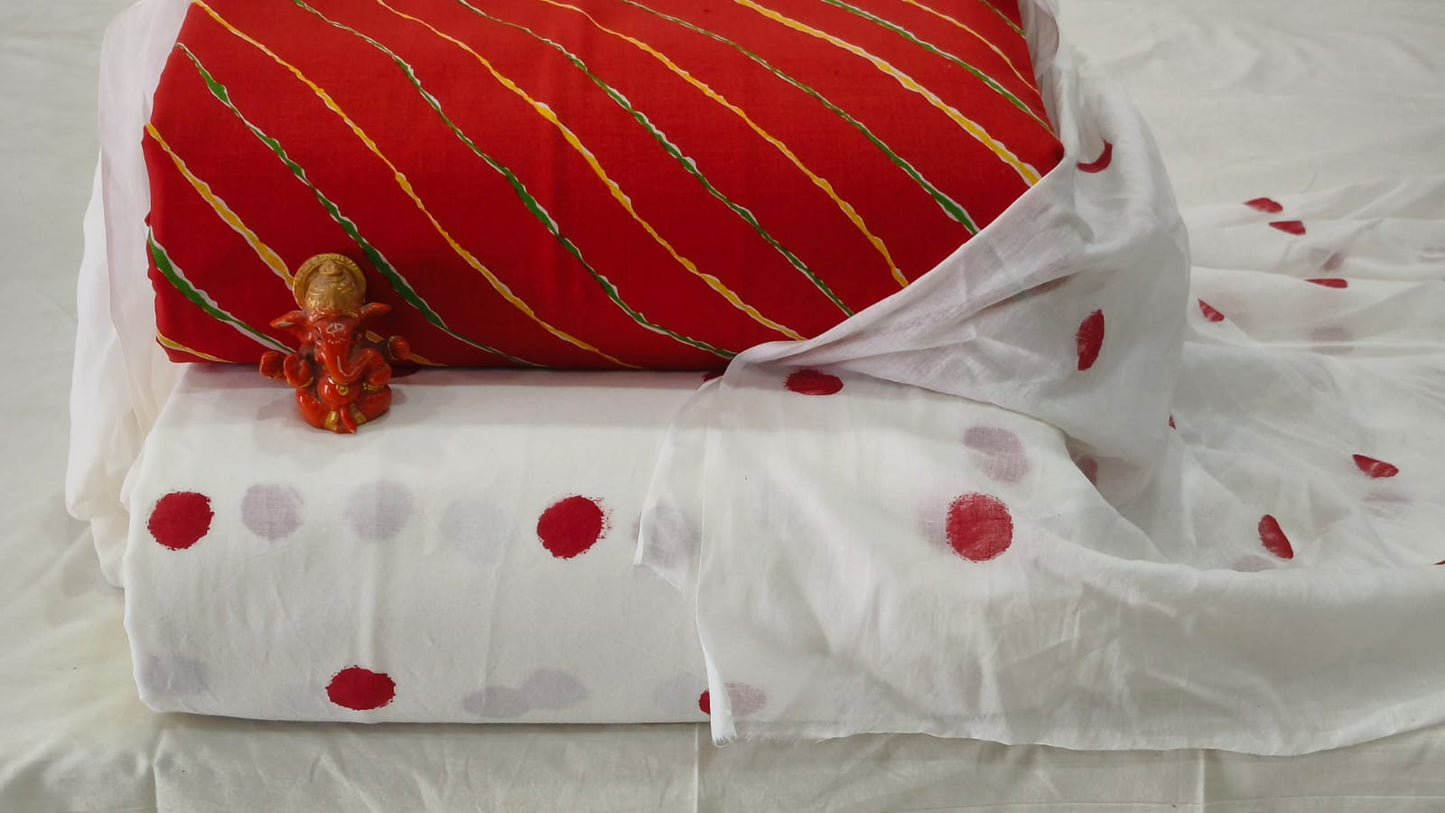 Pure cotton top and bottom set with Cotton Dupatta (2.50 mtr top, 2.50 mtr bottom , 2.50 mtr Dupatta)