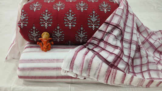 Pure cotton top and bottom set with Cotton Dupatta (2.50 mtr top, 2.50 mtr bottom , 2.50 mtr Dupatta)