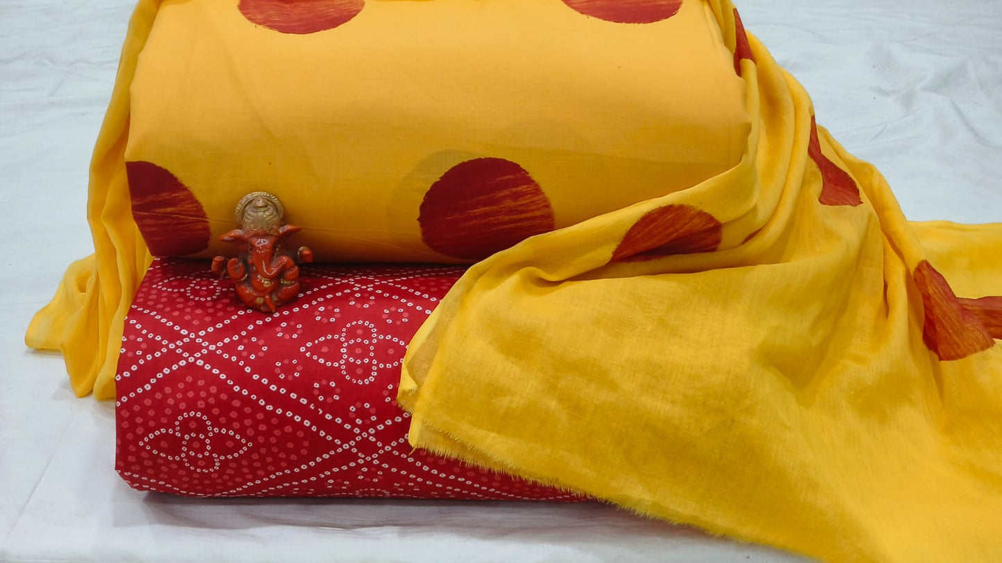 Pure cotton top and bottom set with Cotton Dupatta (2.50 mtr top, 2.50 mtr bottom , 2.50 mtr Dupatta)
