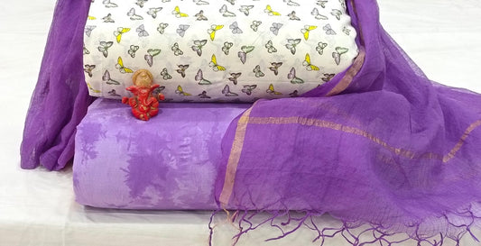 Pure cotton top and bottom set with Kota Doriya Dupatta (2.50 mtr top, 2.50 mtr bottom , 2.50 mtr Dupatta)