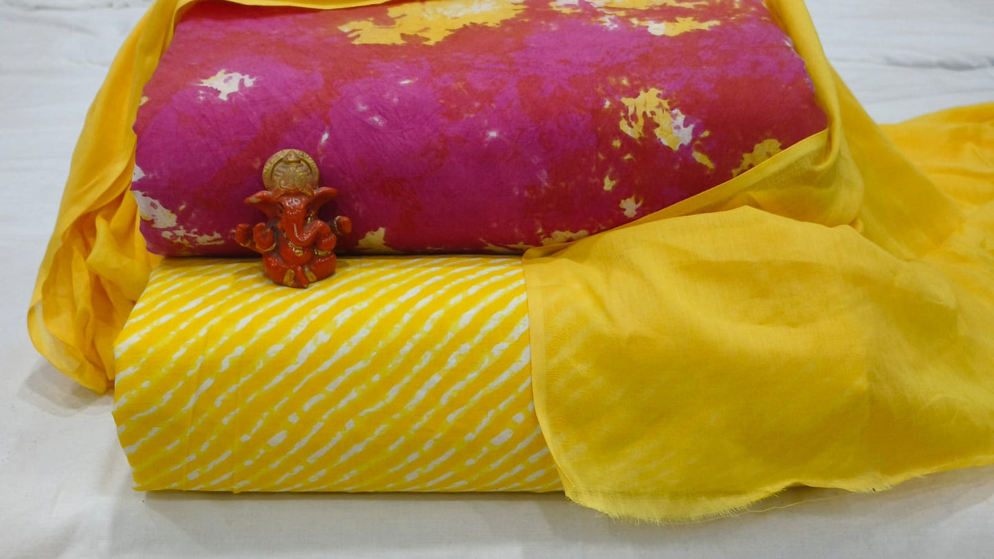 Pure cotton top and bottom set with Cotton Dupatta (2.50 mtr top, 2.50 mtr bottom , 2.50 mtr Dupatta)
