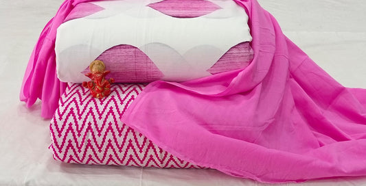 Pure cotton top and bottom set with Cotton Dupatta (2.50 mtr top, 2.50 mtr bottom , 2.50 mtr Dupatta)
