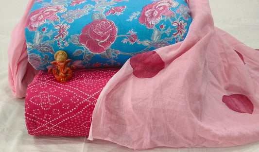 Pure cotton top and bottom set with Cotton Dupatta (2.50 mtr top, 2.50 mtr bottom , 2.50 mtr Dupatta)