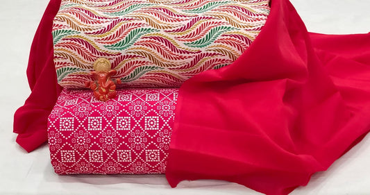 Pure cotton top and bottom set with Cotton Dupatta (2.50 mtr top, 2.50 mtr bottom , 2.50 mtr Dupatta)