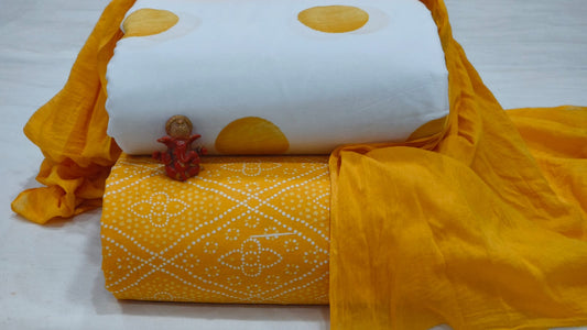 Pure cotton top and bottom set with Cotton Dupatta (2.50 mtr top, 2.50 mtr bottom , 2.50 mtr Dupatta)