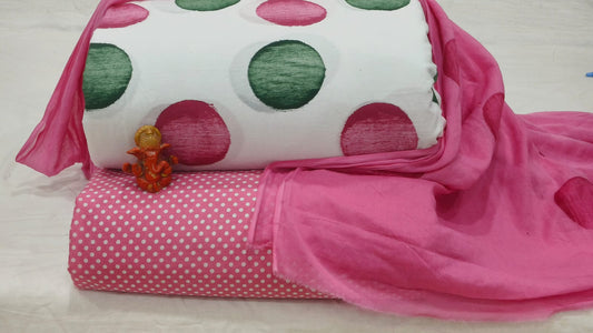 Pure cotton top and bottom set with Cotton Dupatta (2.50 mtr top, 2.50 mtr bottom , 2.50 mtr Dupatta)