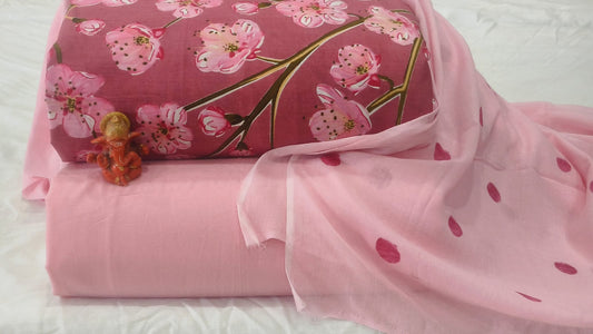 Pure cotton top and bottom set with Cotton Dupatta (2.50 mtr top, 2.50 mtr bottom , 2.50 mtr Dupatta)