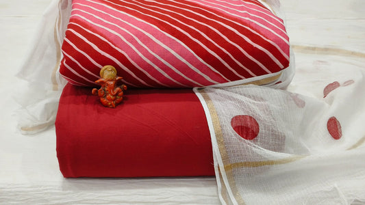 Pure cotton top and bottom set with Kota Doriya Dupatta (2.50 mtr top, 2.50 mtr bottom , 2.50 mtr Dupatta)