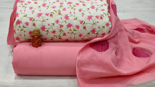 Pure cotton top and bottom set with Cotton Dupatta (2.50 mtr top, 2.50 mtr bottom , 2.50 mtr Dupatta)