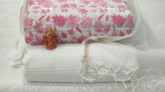 Pure cotton top and bottom set with Kota Doriya Dupatta (2.50 mtr top, 2.50 mtr bottom , 2.50 mtr Dupatta)
