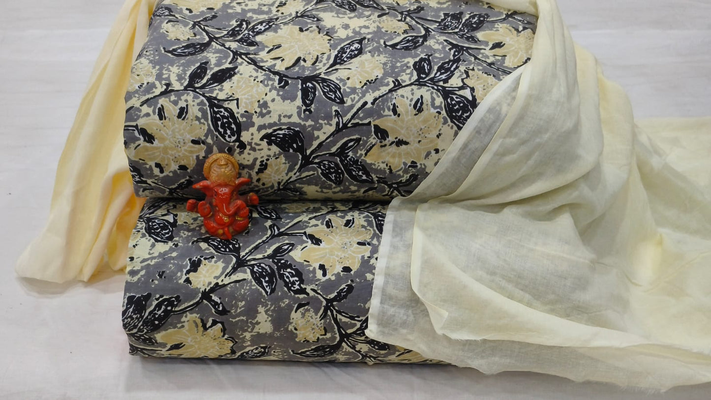 Pure cotton top and bottom set with Cotton Dupatta (2.50 mtr top, 2.50 mtr bottom , 2.50 mtr Dupatta)