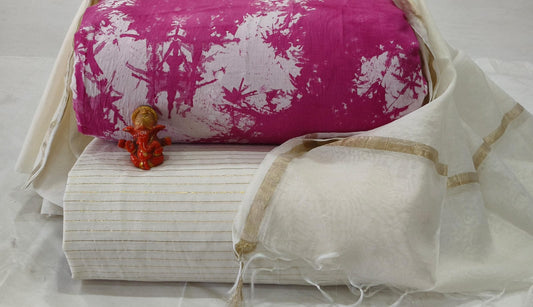 Pure cotton top and bottom set with Chanderi Dupatta (2.50 mtr top, 2.50 mtr bottom , 2.50 mtr Dupatta)