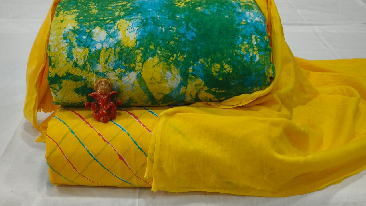 Pure cotton top and bottom set with Cotton Dupatta (2.50 mtr top, 2.50 mtr bottom , 2.50 mtr Dupatta)