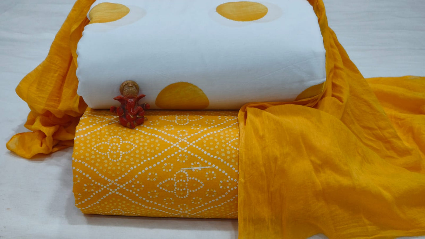 Pure cotton top and bottom set with Cotton Dupatta (2.50 mtr top, 2.50 mtr bottom , 2.50 mtr Dupatta)