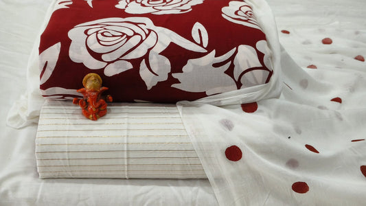 Pure cotton top and bottom set with Cotton Dupatta (2.50 mtr top, 2.50 mtr bottom , 2.50 mtr Dupatta)