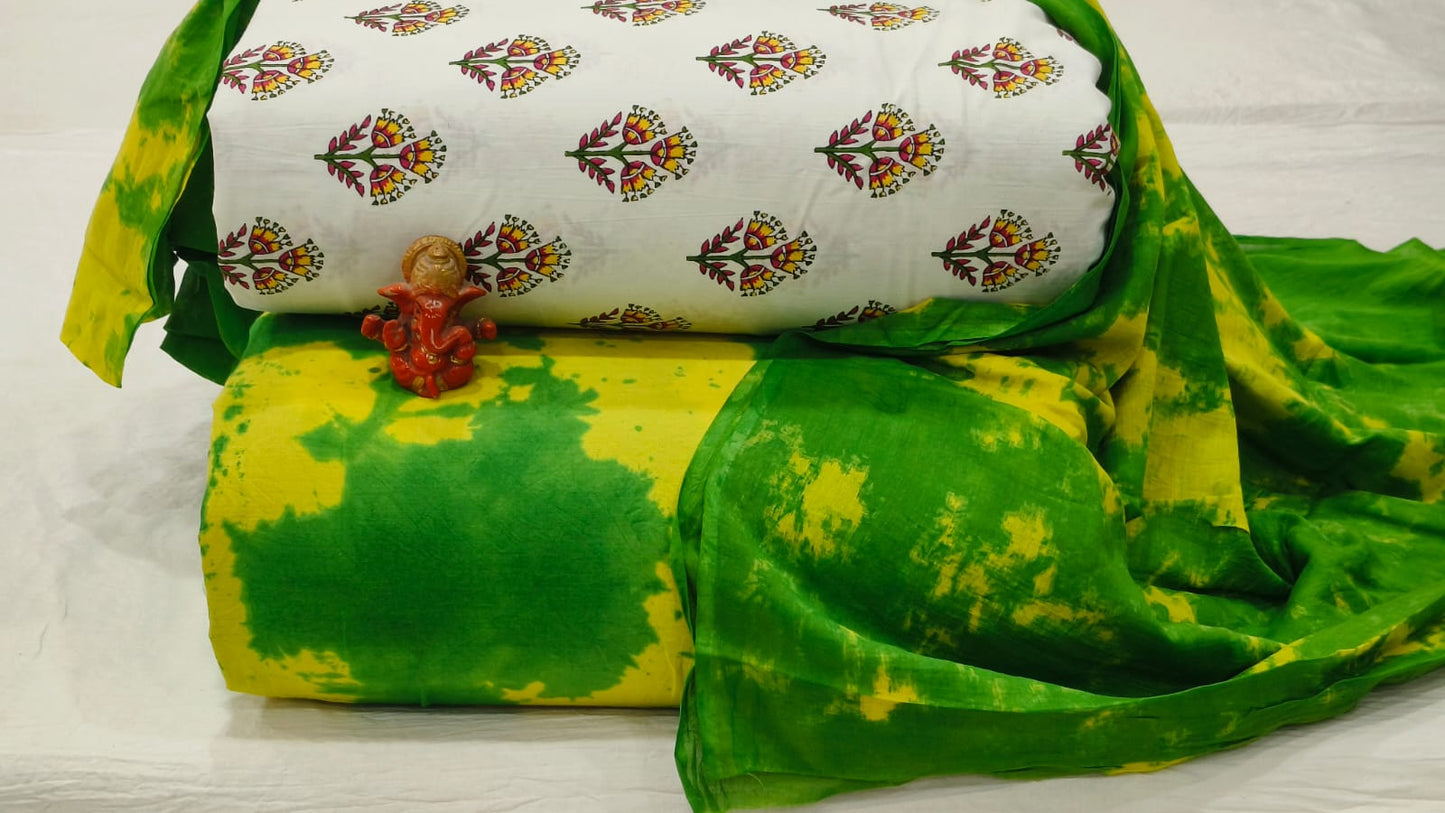 Pure cotton top and bottom set with Cotton Dupatta (2.50 mtr top, 2.50 mtr bottom , 2.50 mtr Dupatta)