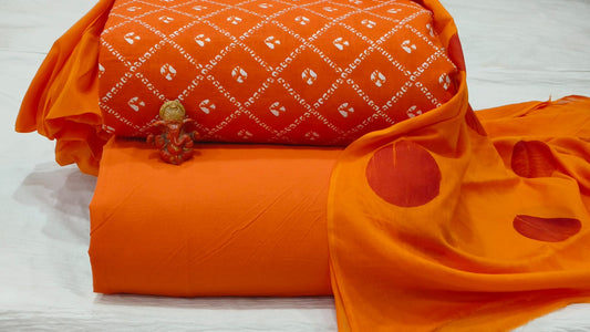Pure cotton top and bottom set with Cotton Dupatta (2.50 mtr top, 2.50 mtr bottom , 2.50 mtr Dupatta)