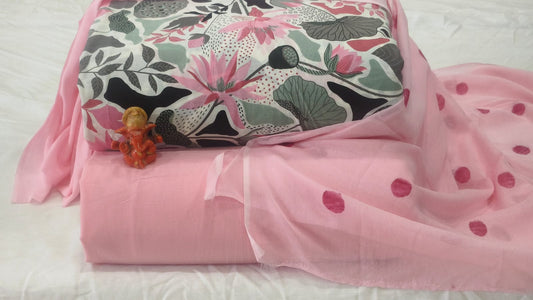 Pure cotton top and bottom set with Cotton Dupatta (2.50 mtr top, 2.50 mtr bottom , 2.50 mtr Dupatta)