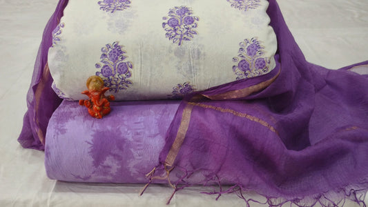 Pure cotton top and bottom set with Kota Doriya Dupatta (2.50 mtr top, 2.50 mtr bottom , 2.50 mtr Dupatta)