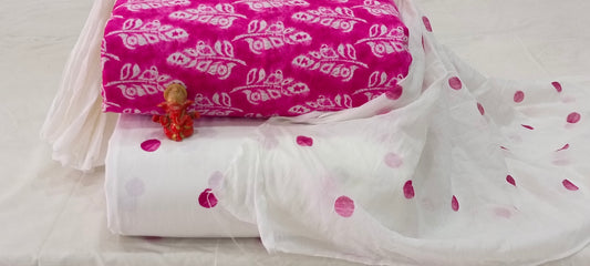 Pure cotton top and bottom set with Cotton Dupatta (2.50 mtr top, 2.50 mtr bottom , 2.50 mtr Dupatta)