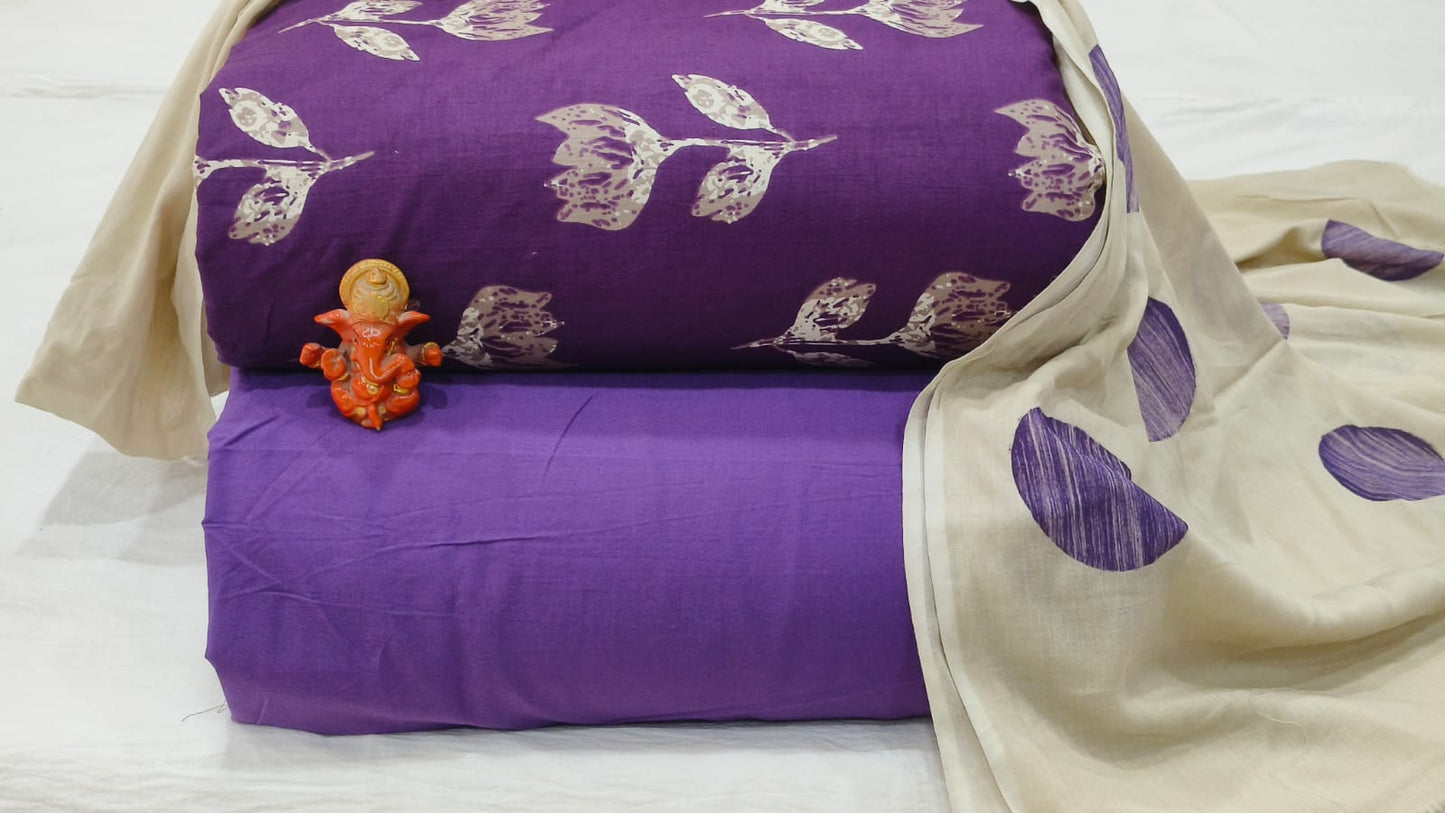 Pure cotton top and bottom set with Cotton Dupatta (2.50 mtr top, 2.50 mtr bottom , 2.50 mtr Dupatta)
