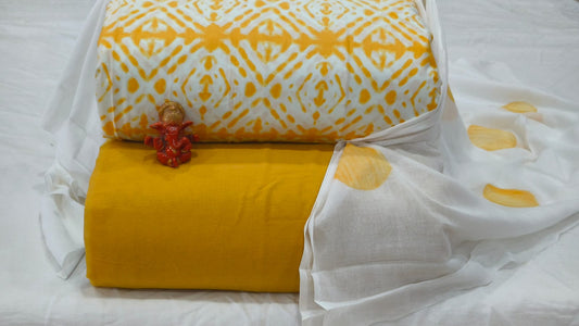 Pure cotton top and bottom set with Cotton Dupatta (2.50 mtr top, 2.50 mtr bottom , 2.50 mtr Dupatta)