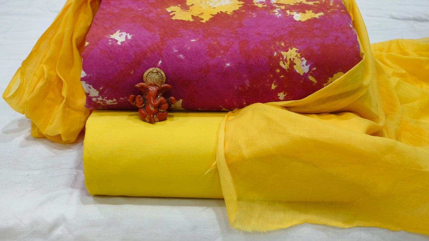 Pure cotton top and bottom set with Cotton Dupatta (2.50 mtr top, 2.50 mtr bottom , 2.50 mtr Dupatta)