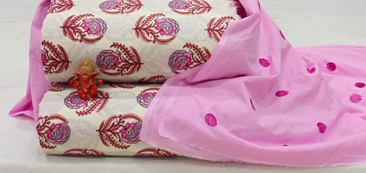 Pure cotton top and bottom set with Cotton Dupatta (2.50 mtr top, 2.50 mtr bottom , 2.50 mtr Dupatta)