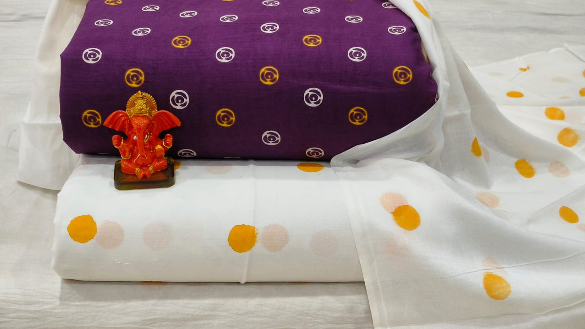 Pure cotton top and bottom set with Cotton Dupatta (2.50 mtr top, 2.50 mtr bottom , 2.50 mtr Dupatta)