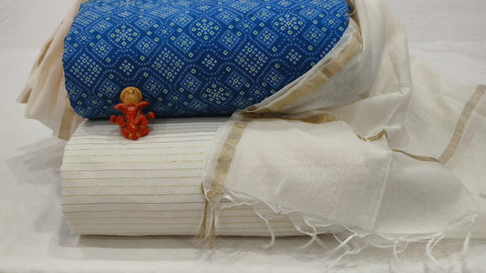 Pure cotton top and bottom set with Chanderi Dupatta (2.50 mtr top, 2.50 mtr bottom , 2.50 mtr Dupatta)