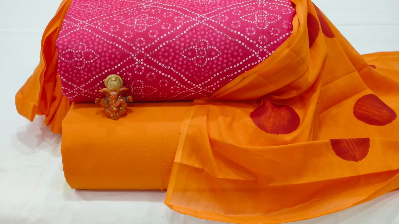 Pure cotton top and bottom set with Cotton Dupatta (2.50 mtr top, 2.50 mtr bottom , 2.50 mtr Dupatta)