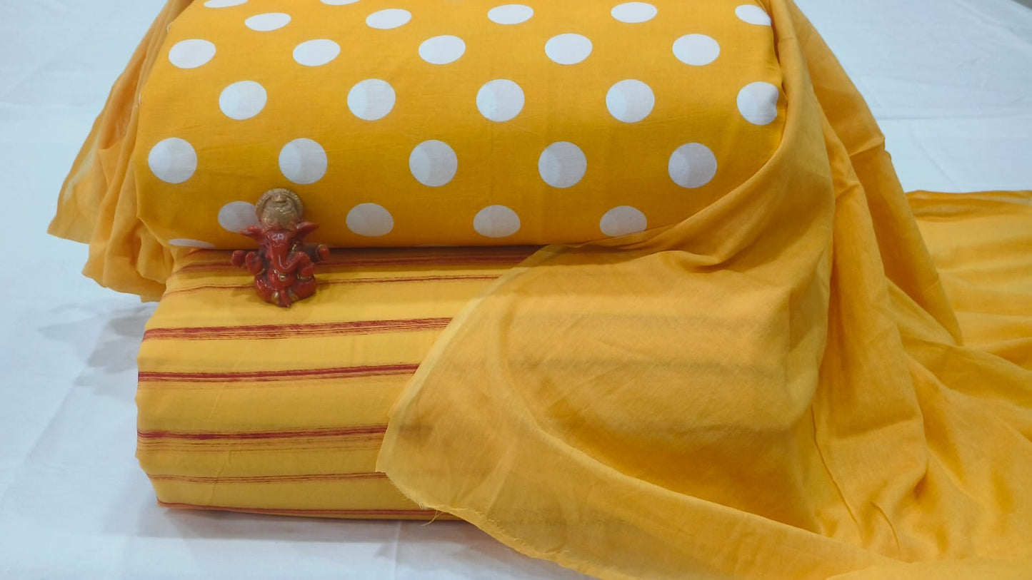 Pure cotton top and bottom set with Cotton Dupatta (2.50 mtr top, 2.50 mtr bottom , 2.50 mtr Dupatta)